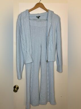 Light Blue Cable Knit Sweater Set